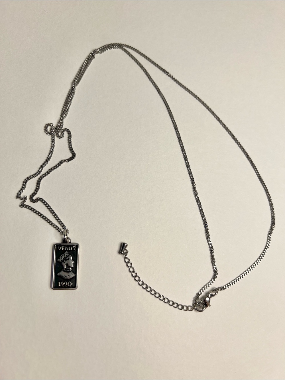Silver Stainless Steel Vintage 1990 Venus Pendant Necklace